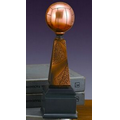 Volleyball Victory Award. 10-1/2"h x 3-1/2"w x 3-1/2"d. Copper Finish Resin